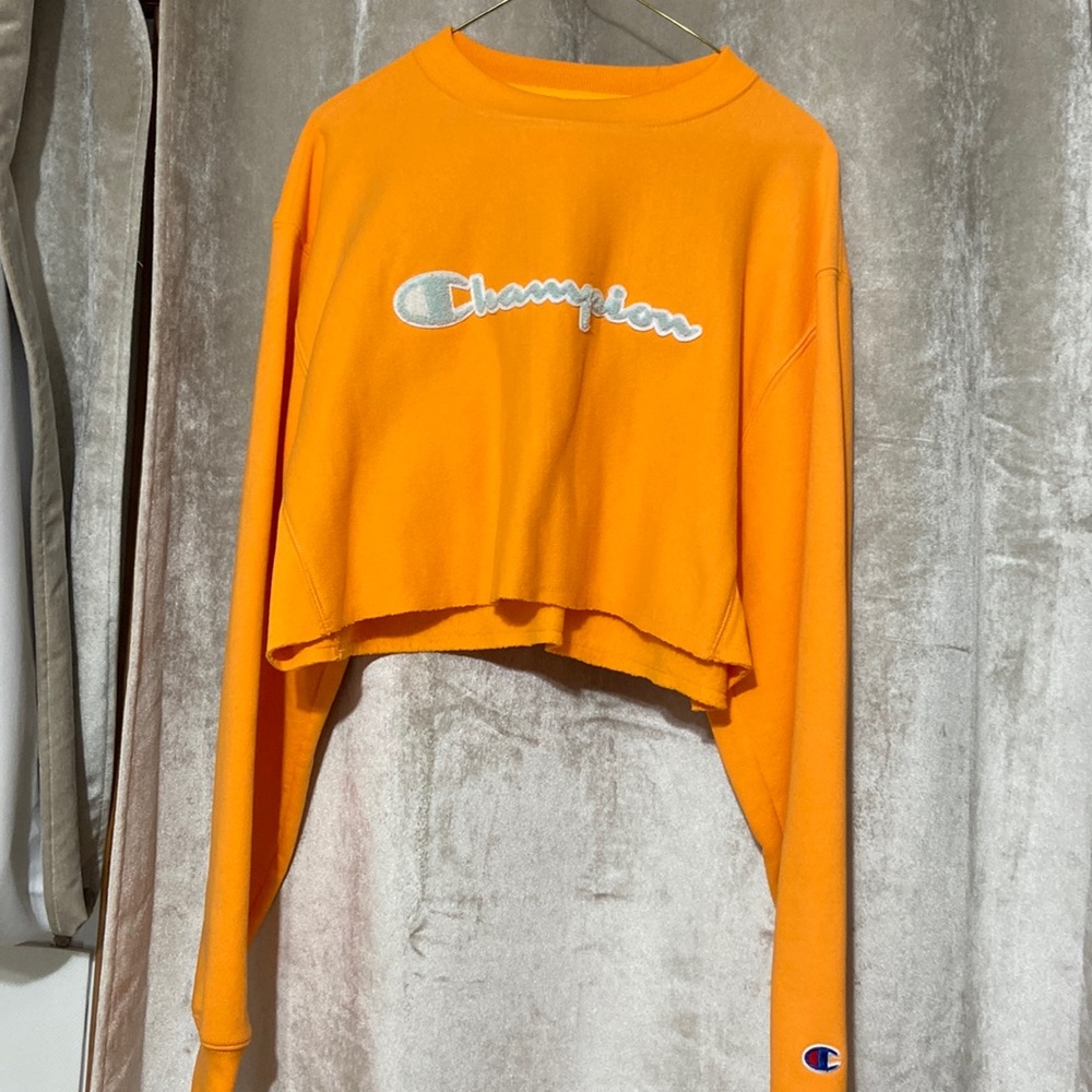 champion cropped orange sweater